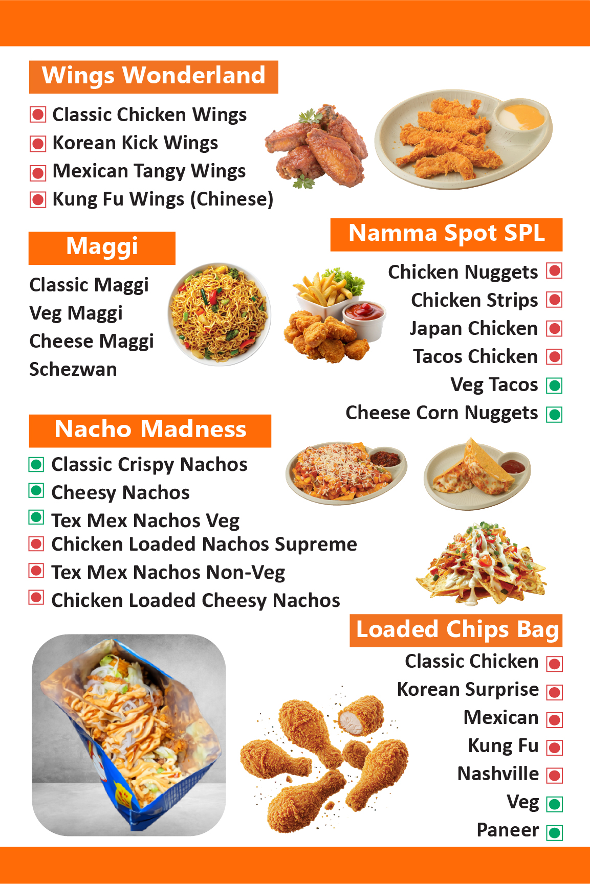 Namma Spot Specials Menu