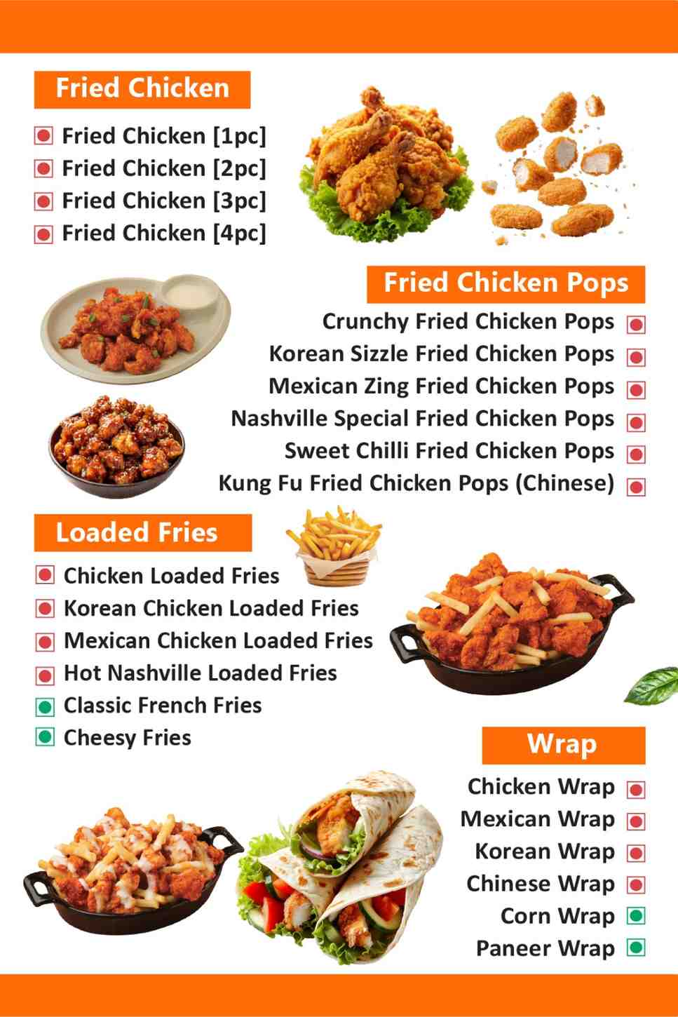 Fried Chicken Menu